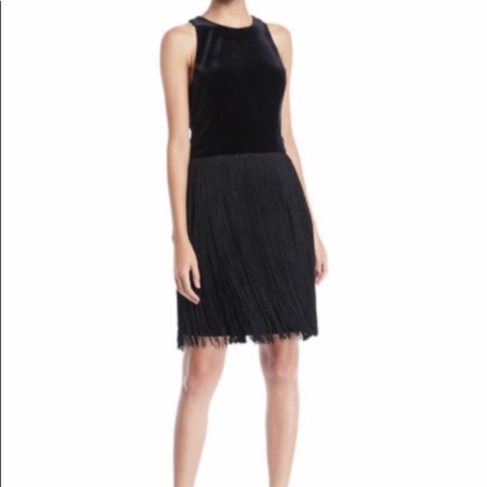 Velvet and fringe cocktail dress